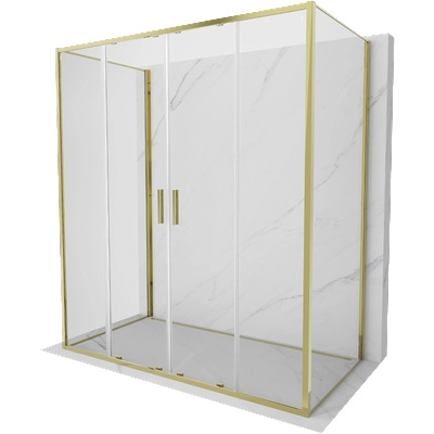 Mexen Exo-3S Душ кабина с 3 стени плъзгаща се 190 x 80 см, прозрачна, златна (8152-190-080-50-00-3S)