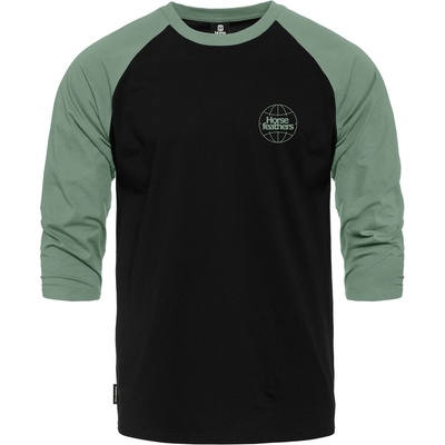Horsefeathers Тениска Global Raglan - black/iceberg green Horsefeathers | Zelen | МЪЖЕ | L