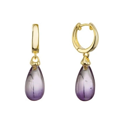 Evolution Group Pozlacené visací náušnice kapky s pravým ametystem 11733.3