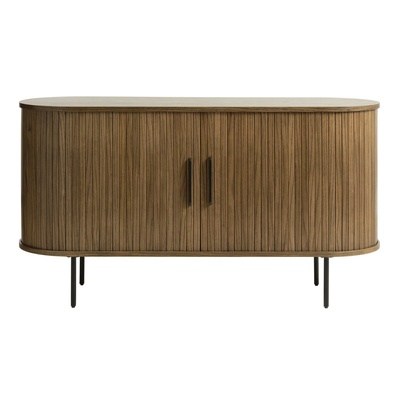 Unique Furniture Кафяв нисък скрин от декор от дъб с плъзгащи се врати 140x76 cm Nola - Unique Furniture (46232934)