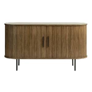 Unique Furniture Кафяв нисък скрин от декор от дъб с плъзгащи се врати 140x76 cm Nola - Unique Furniture (46232934)