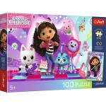 Trefl - Puzzle Gabby's Dollhouse: Colorful Cat World + poster - 100 piese