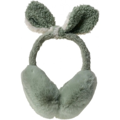 Zelené dětské klapky na uši s velkou plyšovou mašličkou