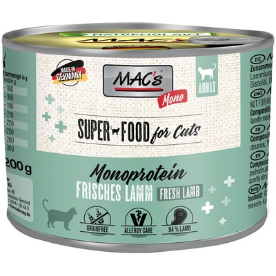 Mac´s Cat Mono Sensitive jahňacie 24 x 200 g