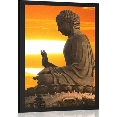 Plakát s paspartou socha Buddhy při západu slunce - 40x60 no frame