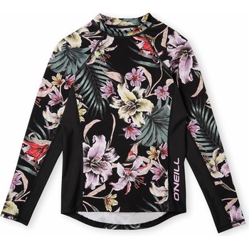 O'Neill Skins L/SLV dievčenské funkčné tričko čierna,mix