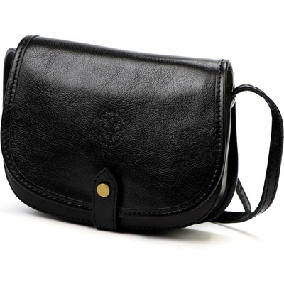 Dámska malá kožená kabelka crossbody čierna na rameno Florence 49-1