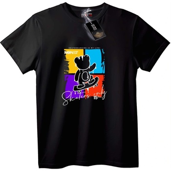 NOONEBRAND Тениска Скейт мече: Само за скейтъри - 2XL, Black