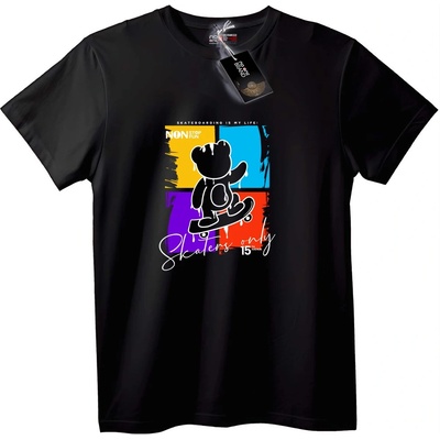 NOONEBRAND Тениска Скейт мече: Само за скейтъри - 2XL, Black