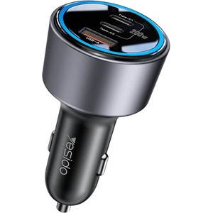 YESIDO Зарядно за кола с 2xUSB-C и USB-A изходи с технология за бързо зареждане - Yesido Y59 Triple Super Fast Car Charger 200W (черен) (KF2355086)