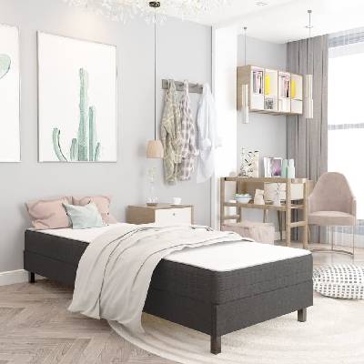 vidaXL 3054706 Postel boxspring tmavě šedá textil
