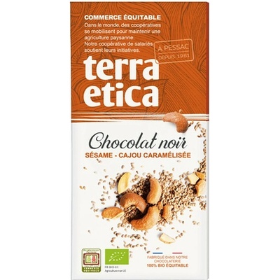 Terra Etica Bio hořká se sezamem a karamelizovanými kešu 100 g