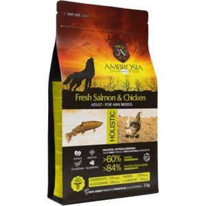 AMBROSIA HOLISTIC Mini adult Fresh Salmon Chicken - холистична храна за пораснали кучета от мини породи с прясна сьомга и пиле - 6 кг, Франция