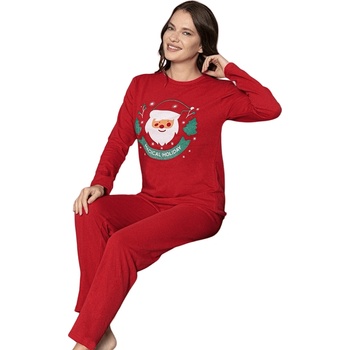 Image 1 of Дамска коледна пижама в червено с апликация