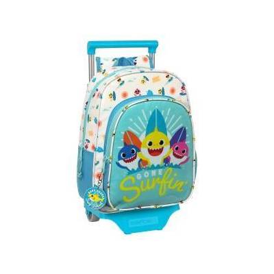Училищна чанта с колелца Baby Shark Surfing Син Бял 26 x 34 x 11 cm