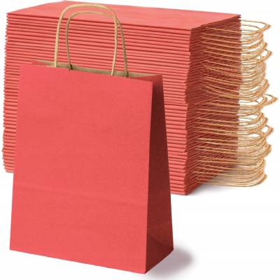 SADA 50 ks ČERVENÁ PAPÍROVÁ TAŠKA 18x8x22,5 cm OBAL NA DÁRKY