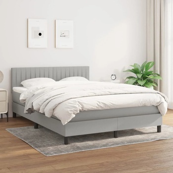 vidaXL Боксспринг легло с матрак, светлосиво, 140x200 см, плат (3140217)
