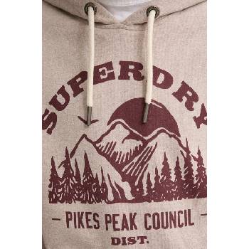 Superdry Суичър Superdry в бежово с качулка с принт M2013699A-2AH (M2013699A.2AH)