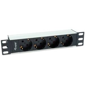 Equip Разпределителна кутия за мрежа Equip - 333311 (Schuko, 4x Schuko, Rack 1U, 1.8m кабел, алуминий, черен) (333311)