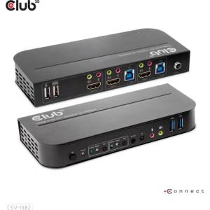 Club 3D KVM превключвател - CSV-1382 (двоен HDMI, 4K60Hz, USB, PC KVM функция, HDR, 3D поддръжка) (CSV-1382)