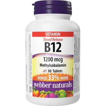 Webber Naturals Vitamin B12, 1200 mcg, 80 таблетки, Webber Naturals (3822 WN)