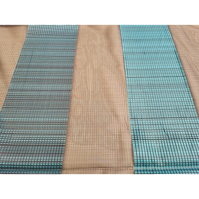 Dekorační látka HNĚDO TYRKYS PRUH 300 cm
