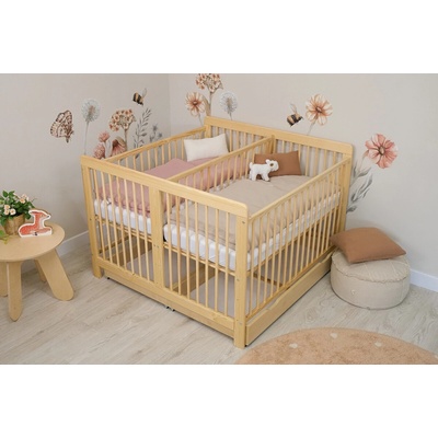 Ourbaby Wooden crib for twins natural