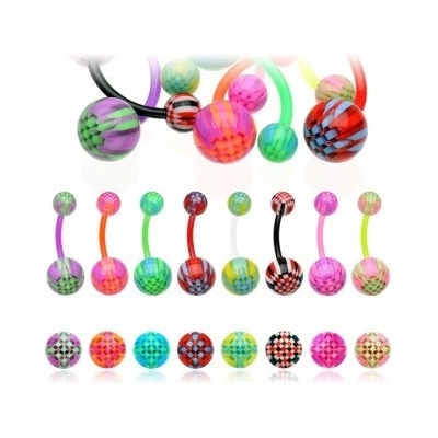 Šperky eshop piercing do pupíku barevná mřížka W33.23 oranžová