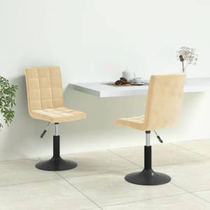 vidaXL Въртящи трапезни столове, 2 бр, кремави, кадифе (335740)