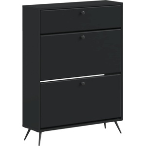 vidaXL Шкаф за обувки BREDA 78 x 24 x 103 см Инженерна дървесина Черно (897536)