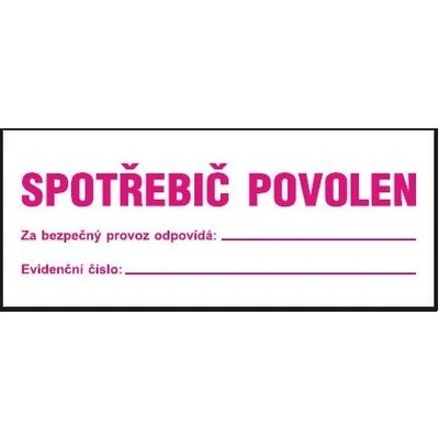 Spotřebič povolen 210x87mm - samolepka