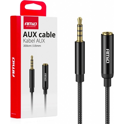 Prodlužovací kabel AUX Mini Jack 3,5 mm samec na 3,5 mm samice 2 m AMIO-04296, , , – Zboží Živě
