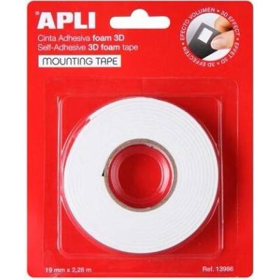 Apli Lepiaca páska rolka 3D obojstranná pena 19 mm x 2,28 m biela