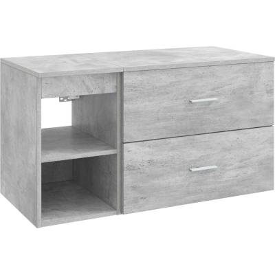 vidaXL Комплект мебели за баня 2 pcs Бетонно сиво Инженерна дървесина (3403939)