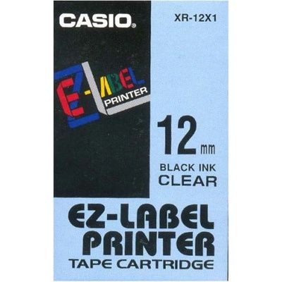 Casio černý tisk/průhledný podklad, 8m, 12mm XR-12X1