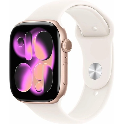 Apple Watch Series 11 42 mm Ružový zlatý hliník so svetlo červeným športovým remienkom M/L MEU44WF/A