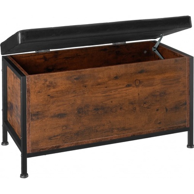 Tectake 404564 Calico sedacia truhla s polstrováním tmavé drevo