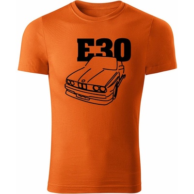 Tričko BMW e30 line pánske tričko oranžová čierne