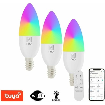 Immax NEO LITE SMART sada 3x žárovka LED E14 6W RGB+CCT, stmívatelná, Wi-Fi, Beacon, DO, TUYA 07716CDO