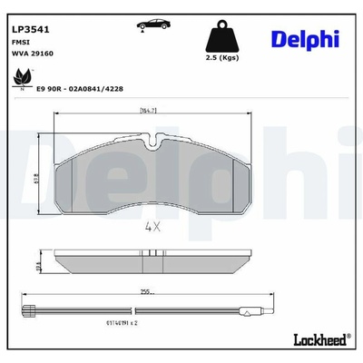 Sada brzdových platničiek kotúčovej brzdy DELPHI LP3541