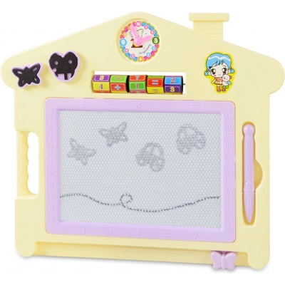 FunPlay B13488 Detská tabuľka na kreslenie DOMČEK s príslušenstvom 17,8x28cm žltá