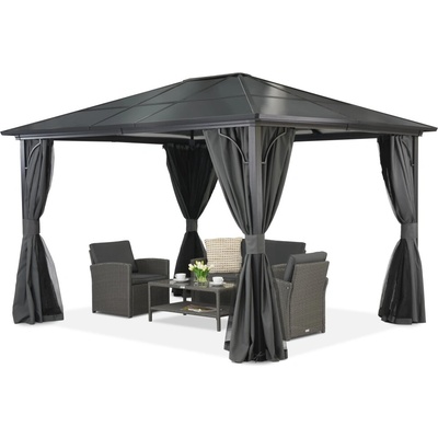 Garden Point záhradný altánok Santiago 3x3,6 m s moskytiérou Moderný antracit