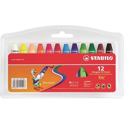 STABILO Trio триъгълен комплект от 12 части за смесени цветове маслени пастели 2612PL (2612PL)