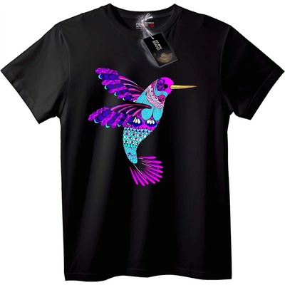 NOONEBRAND Тениска с ярък колибри - 2XL, Black
