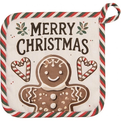 Clayre & Eef Béžová bavlněná chňapka podložka s perníčky Gingerbread Magic 20 x 20 cm