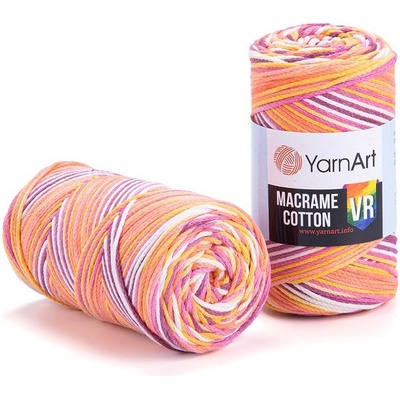 Yarn Art Macrame Cotton VR 912 žlutá, meruňková, vínová, růžová
