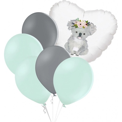 Balonky.cz Set balónků a srdce s potiskem koaly