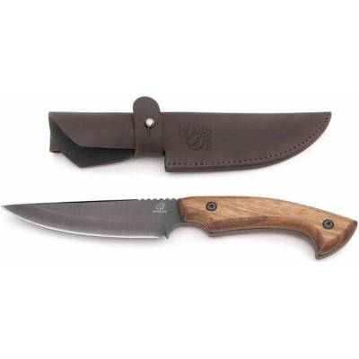 HGK6 Bushcraft s čepelí z uhlíkové oceli, čepel modřená, rukojeť z ořechu s koženým pouzdrem BeaverCraft