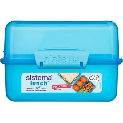 Holmes Products (Europe) Limited Кутия за обяд Sistema Lunch Cube с 2 отделения, 1.4 л, синя