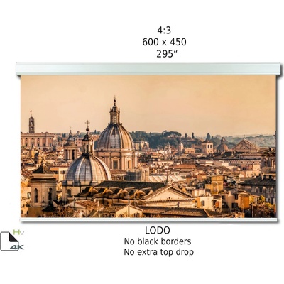 Screenline Моторизиран прожекционен екран за стена/таван Screenline LODO Home Vision, 600x450(295), 4: 3, бял, стенен превключвател (SL-LO600AHV)